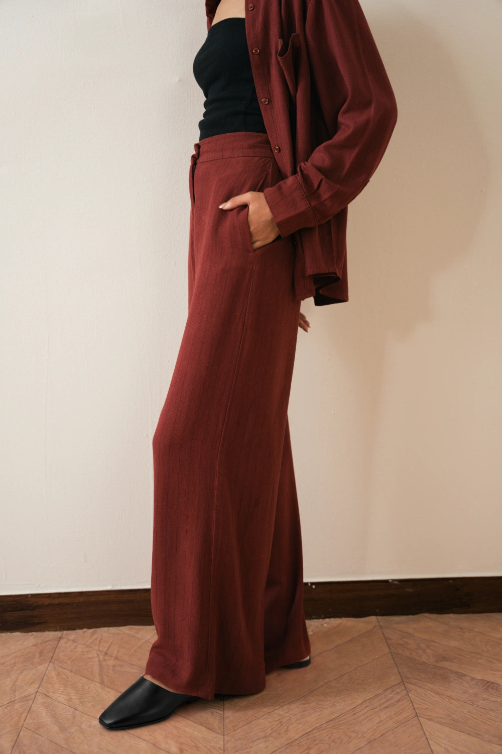 Pinstripe Relaxed Fit Pants-thumbmail-5