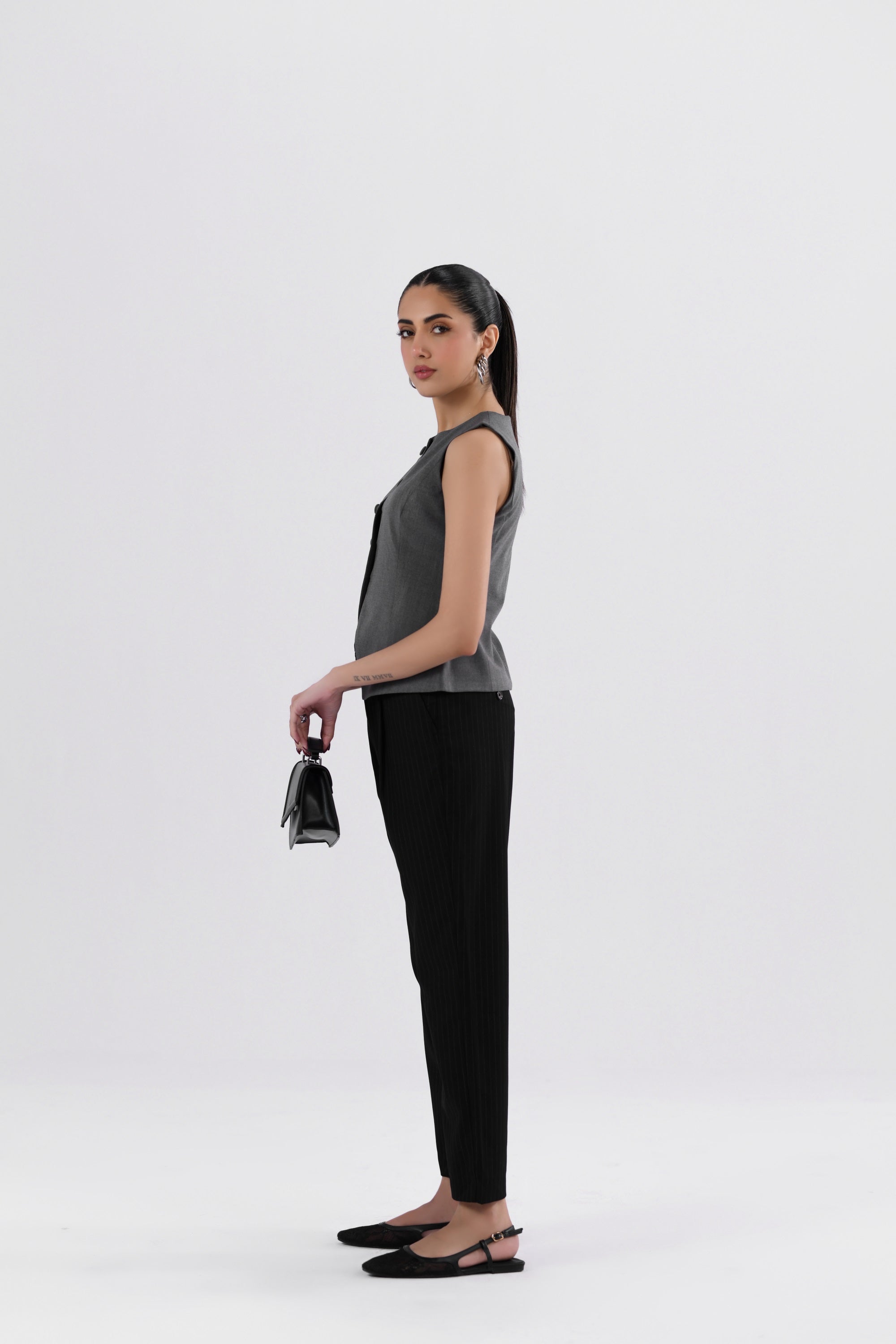 Pinstripes Pleated Tapered Pants
