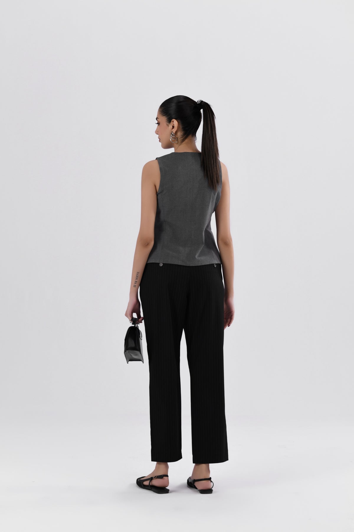 Pinstripes Pleated Tapered Pants-thumbmail-5