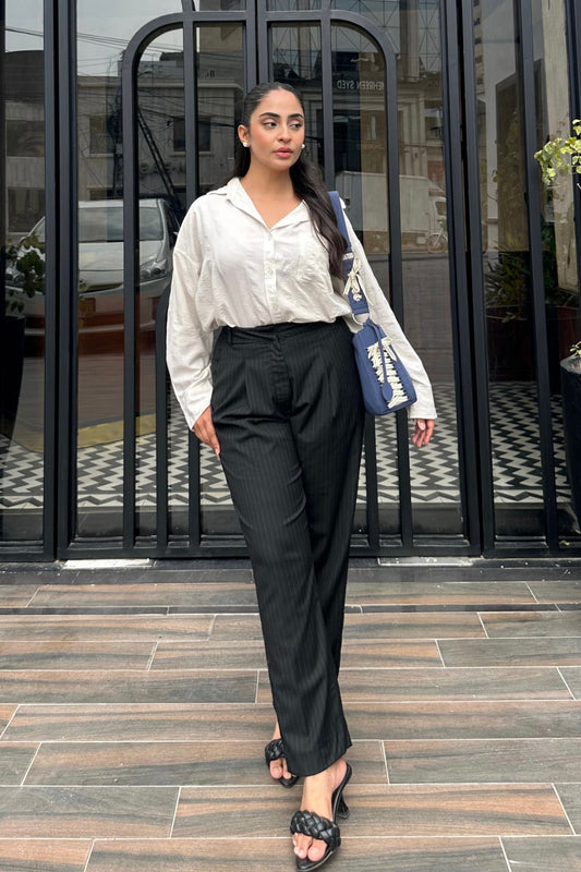 Pinstripes Pleated Tapered Pants