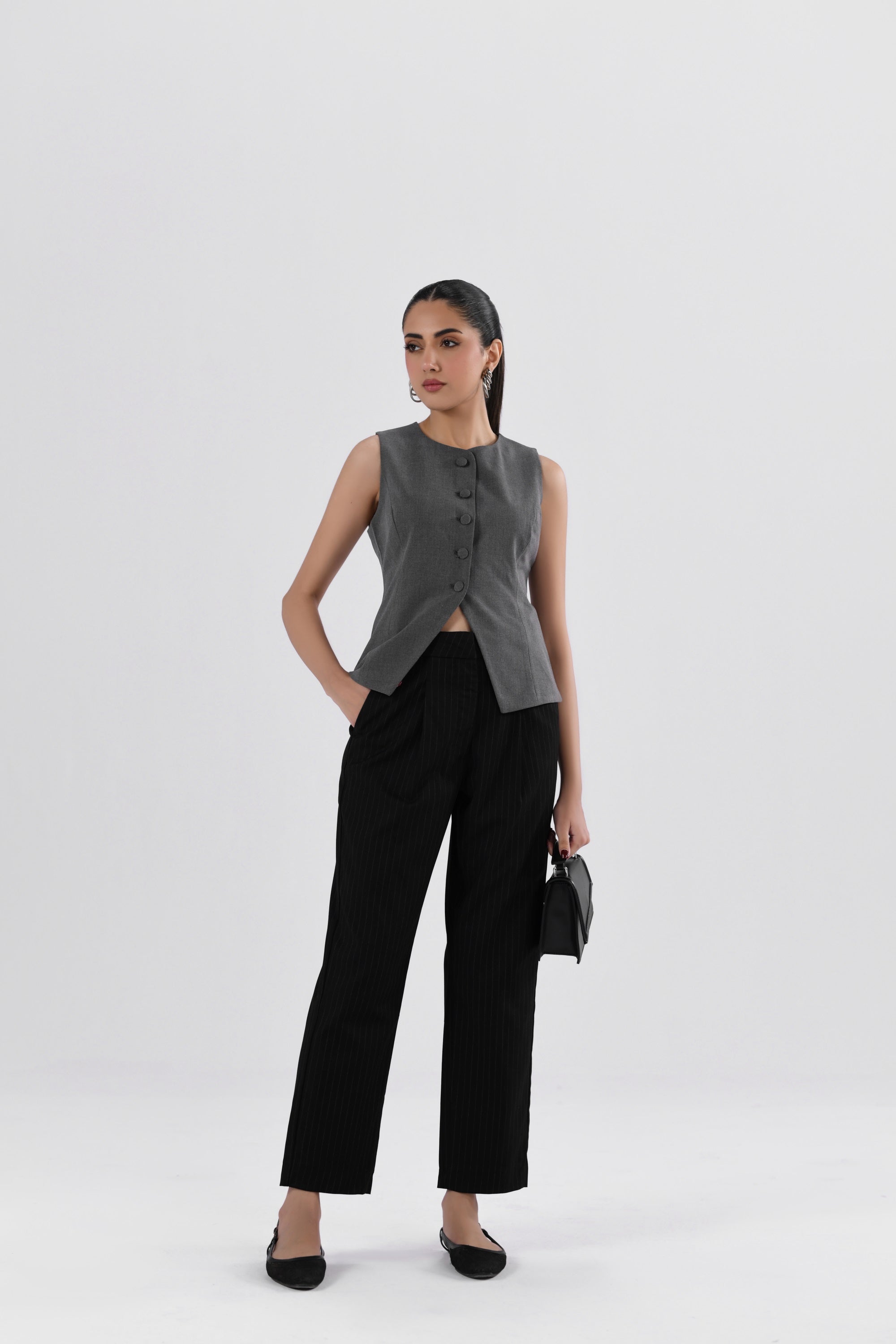 Pinstripes Pleated Tapered Pants