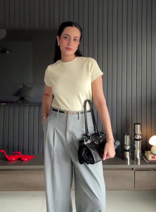 Pinstripes Pleated Wide Leg Pants extra image