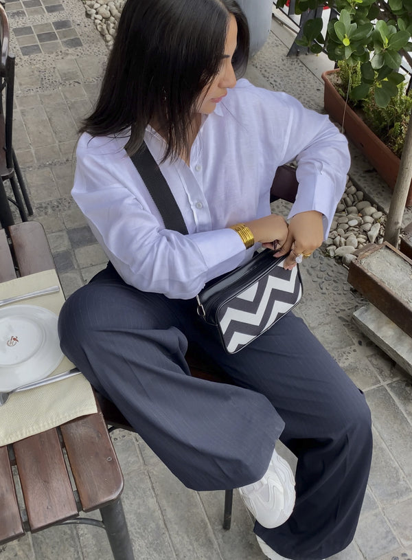 Pinstripes Pleated Wide Leg Pants extra image