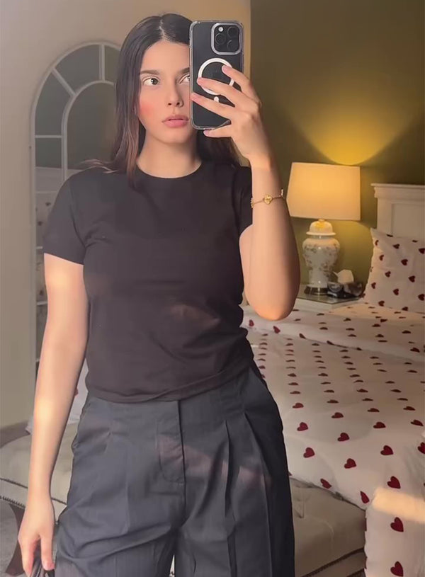 Pinstripes Pleated Wide Leg Pants extra image