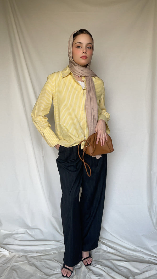 Pinstripes Pleated Wide Leg Pants extra image