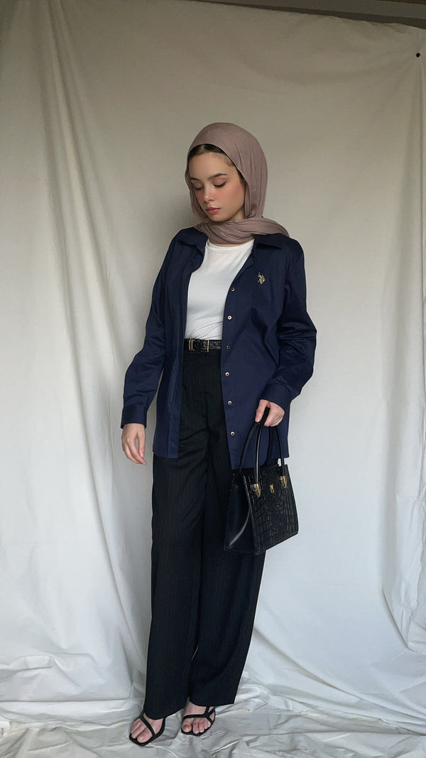 Pinstripes Pleated Wide Leg Pants extra image