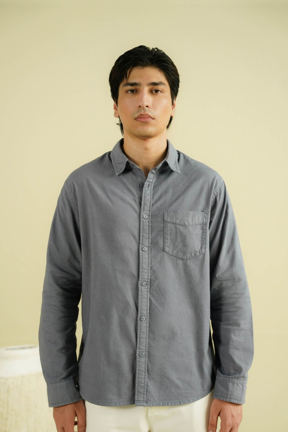 REGULAR FIT SHIRT - PIGEON GREY-thumbmail-1
