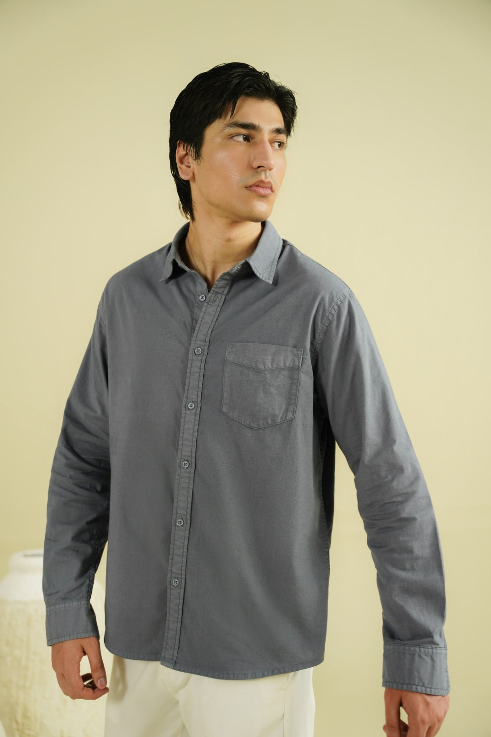 REGULAR FIT SHIRT - PIGEON GREY-thumbmail-3