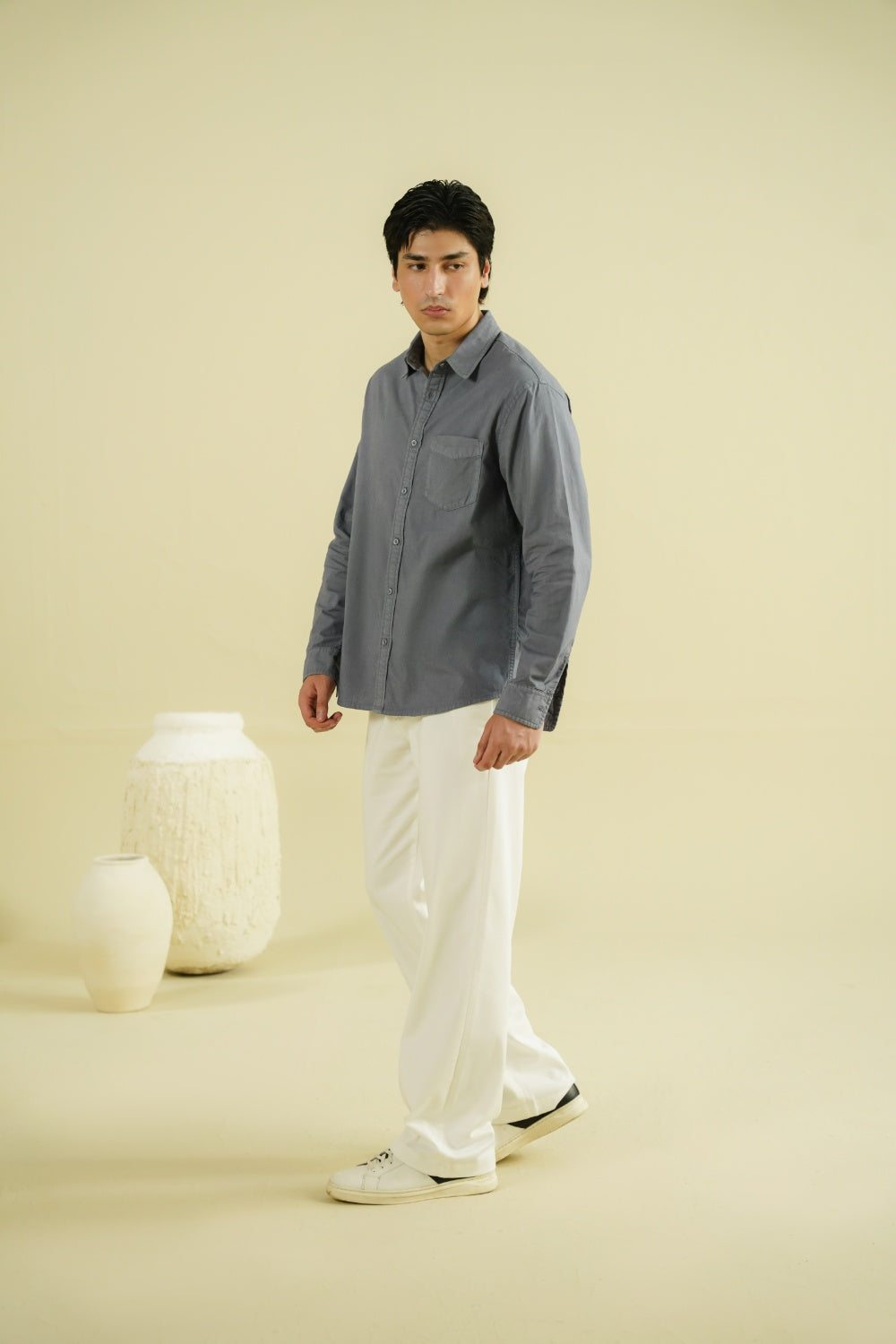 REGULAR FIT SHIRT - PIGEON GREY-thumbmail-6