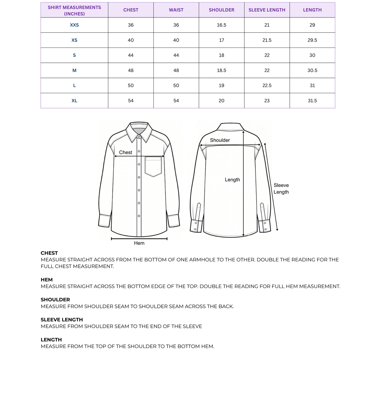Size Chart