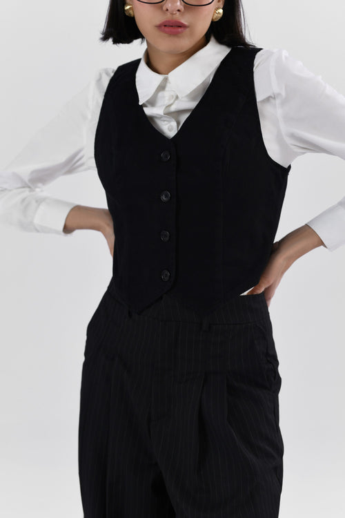 Satin Weave Waistcoat - black