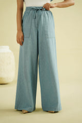 WIDE LEG CHAMBRAY PANT