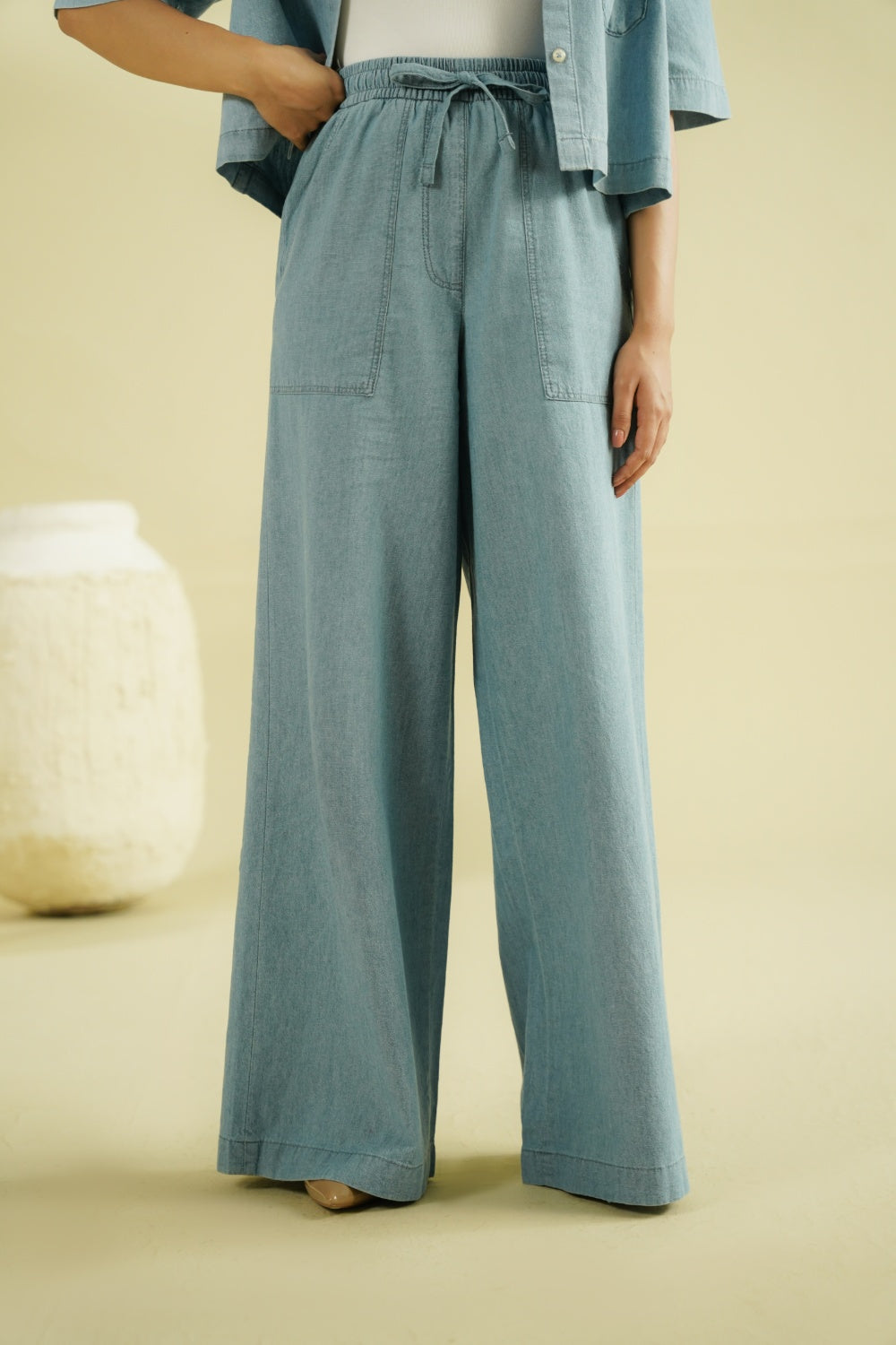 WIDE LEG CHAMBRAY PANT-thumbmail-4
