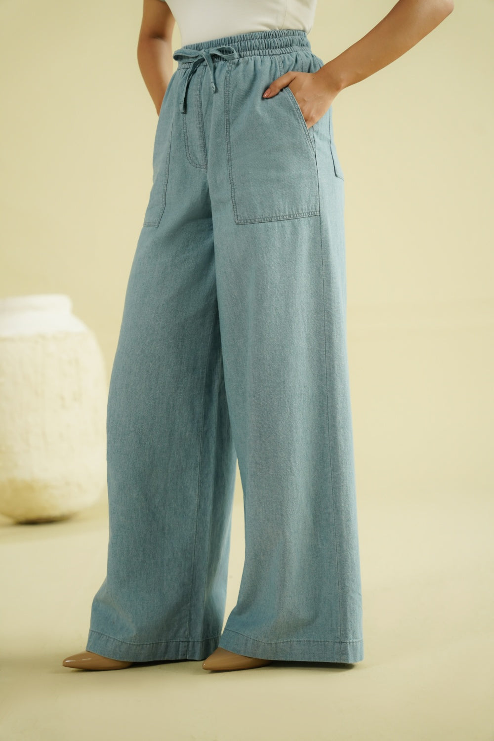WIDE LEG CHAMBRAY PANT-thumbmail-5