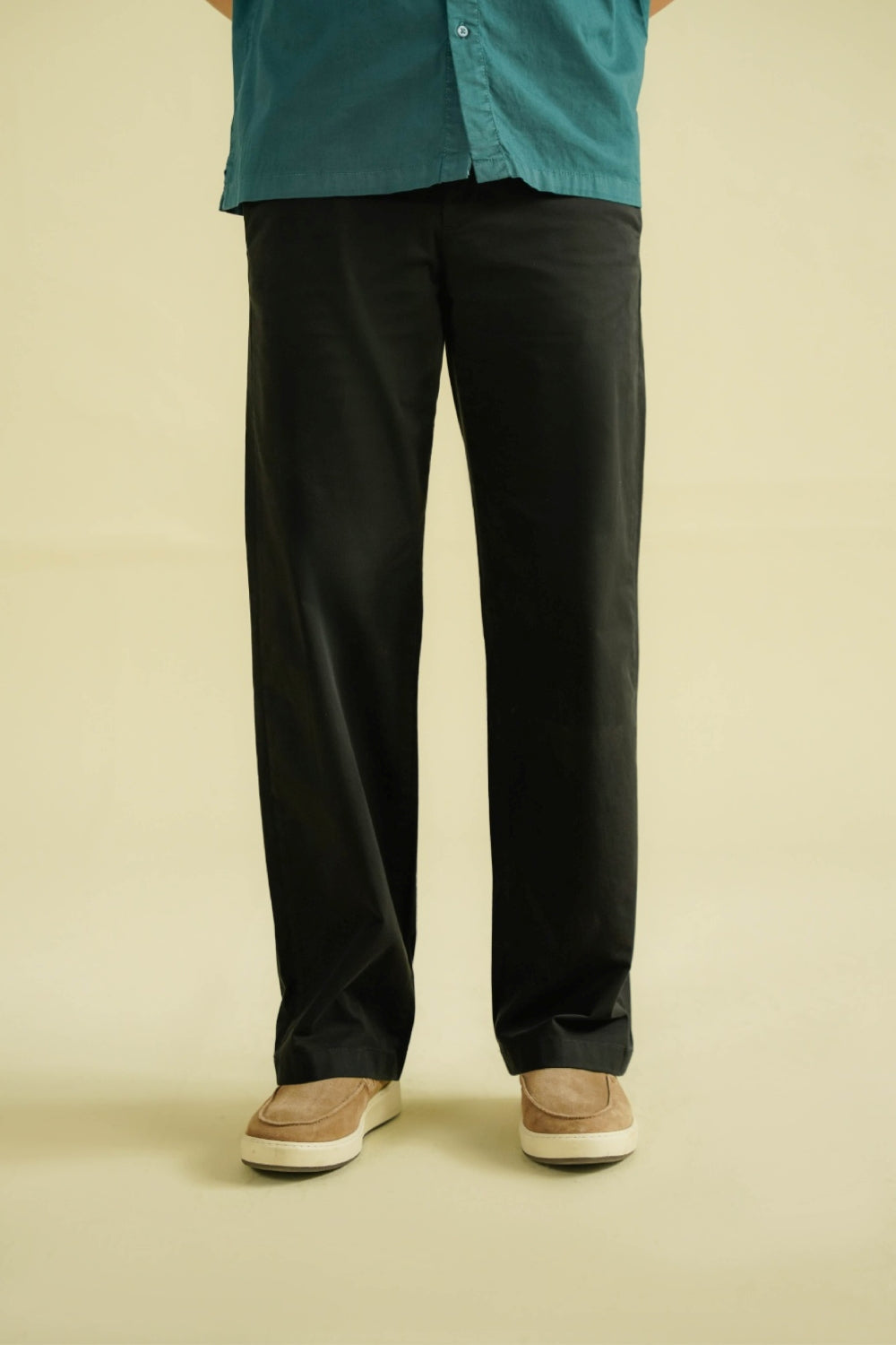 WIDE LEG CHINO PANTS - BLACK