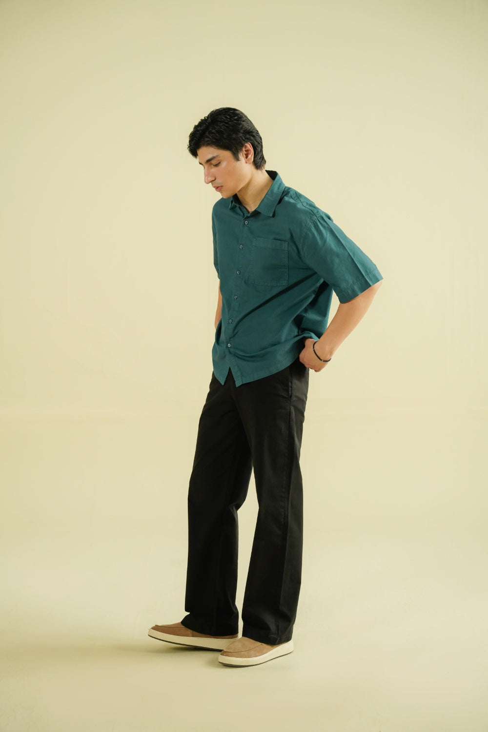 WIDE LEG CHINO PANTS - BLACK-thumbmail-7