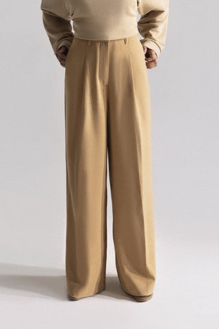 Wide Leg Pants with Single Pleat