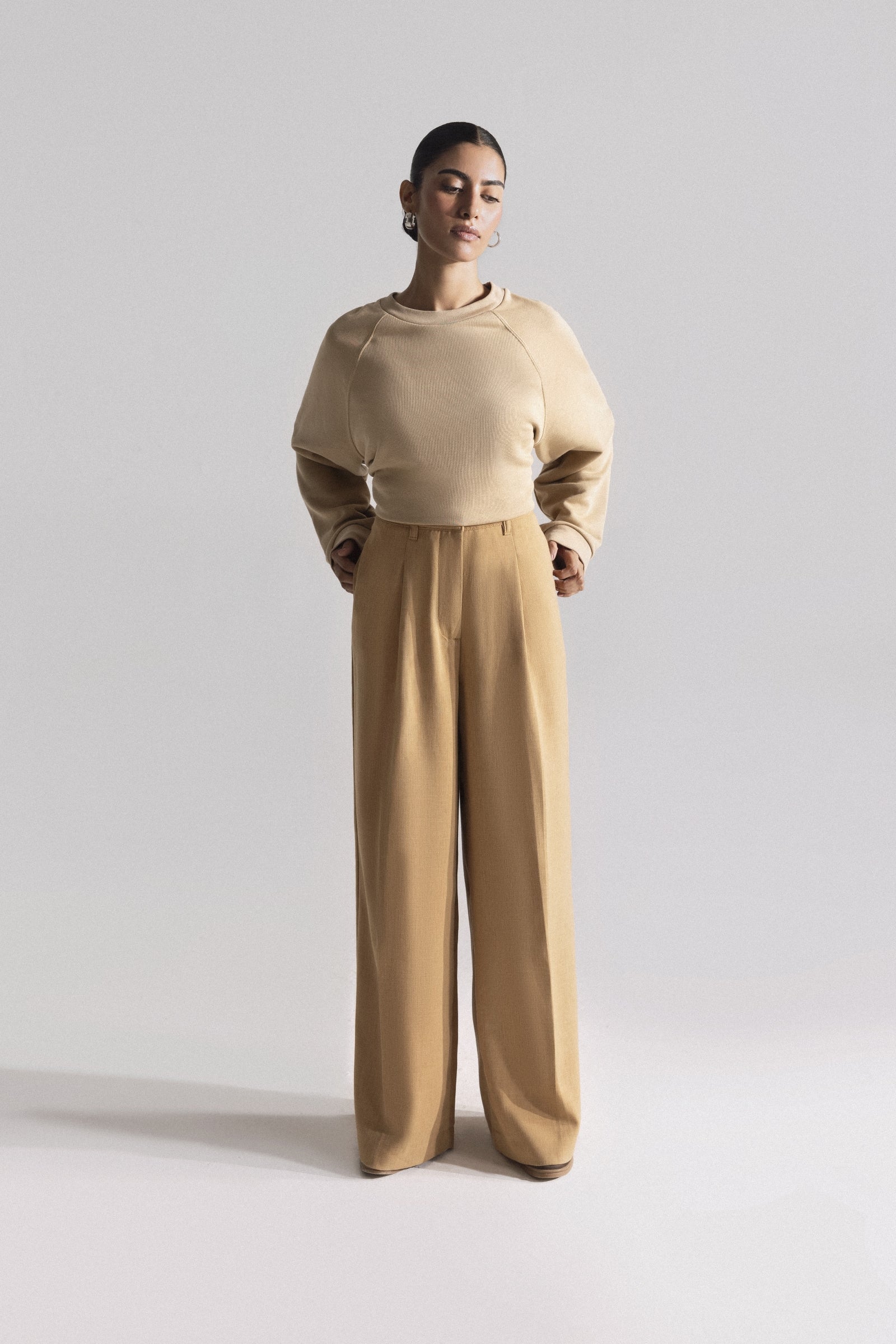 Wide Leg Pants with Single Pleat