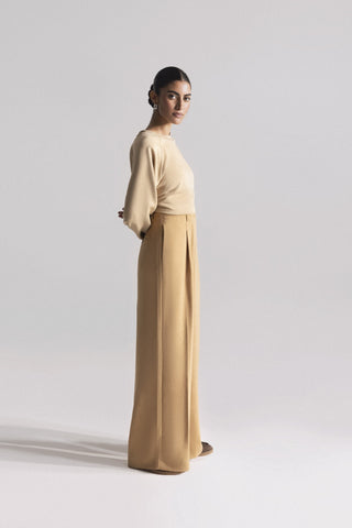 Wide Leg Pants with Single Pleat