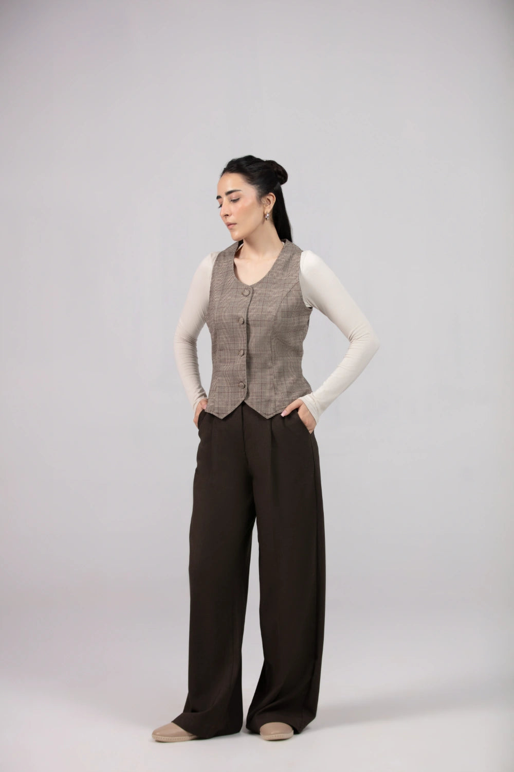 Wide Leg Pants for Women - Single Pleat-thumbmail-4