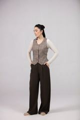 Wide Leg Pants for Women - Single Pleat