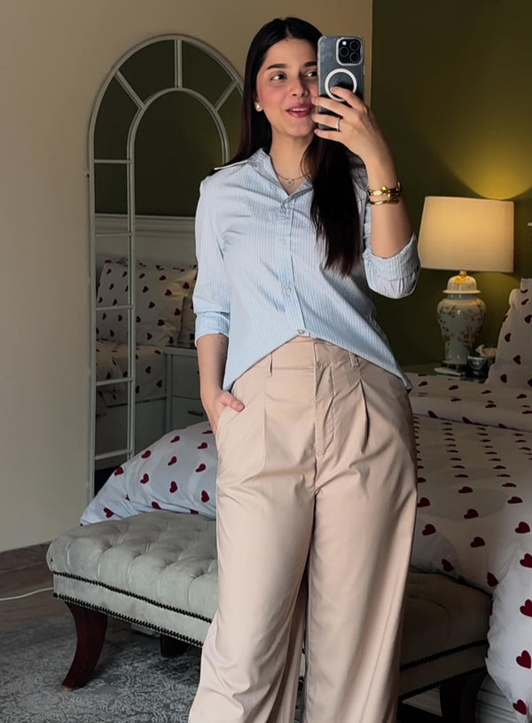 Beige Wide Leg With Single Pleat extra image