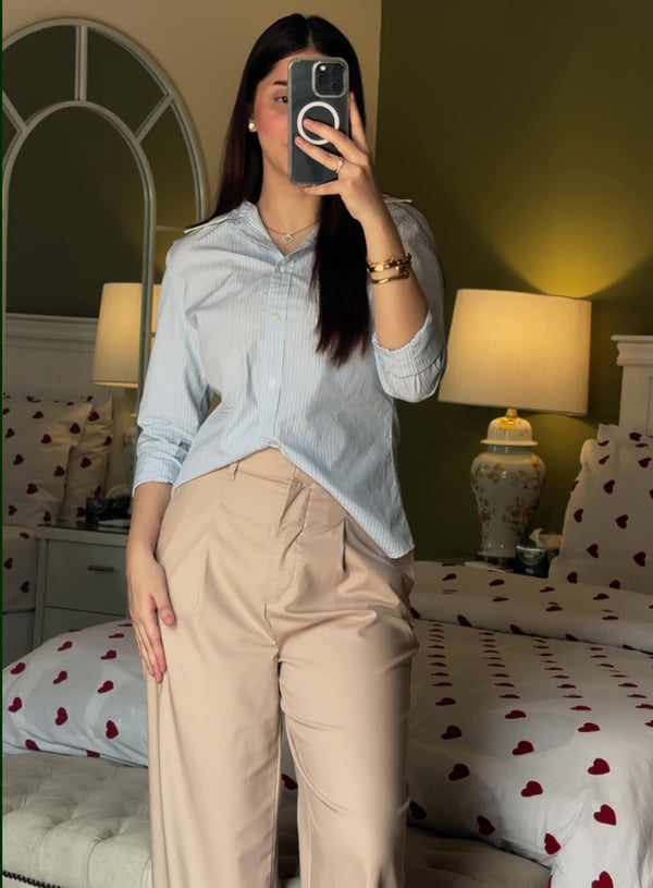 Beige Wide Leg With Single Pleat extra image