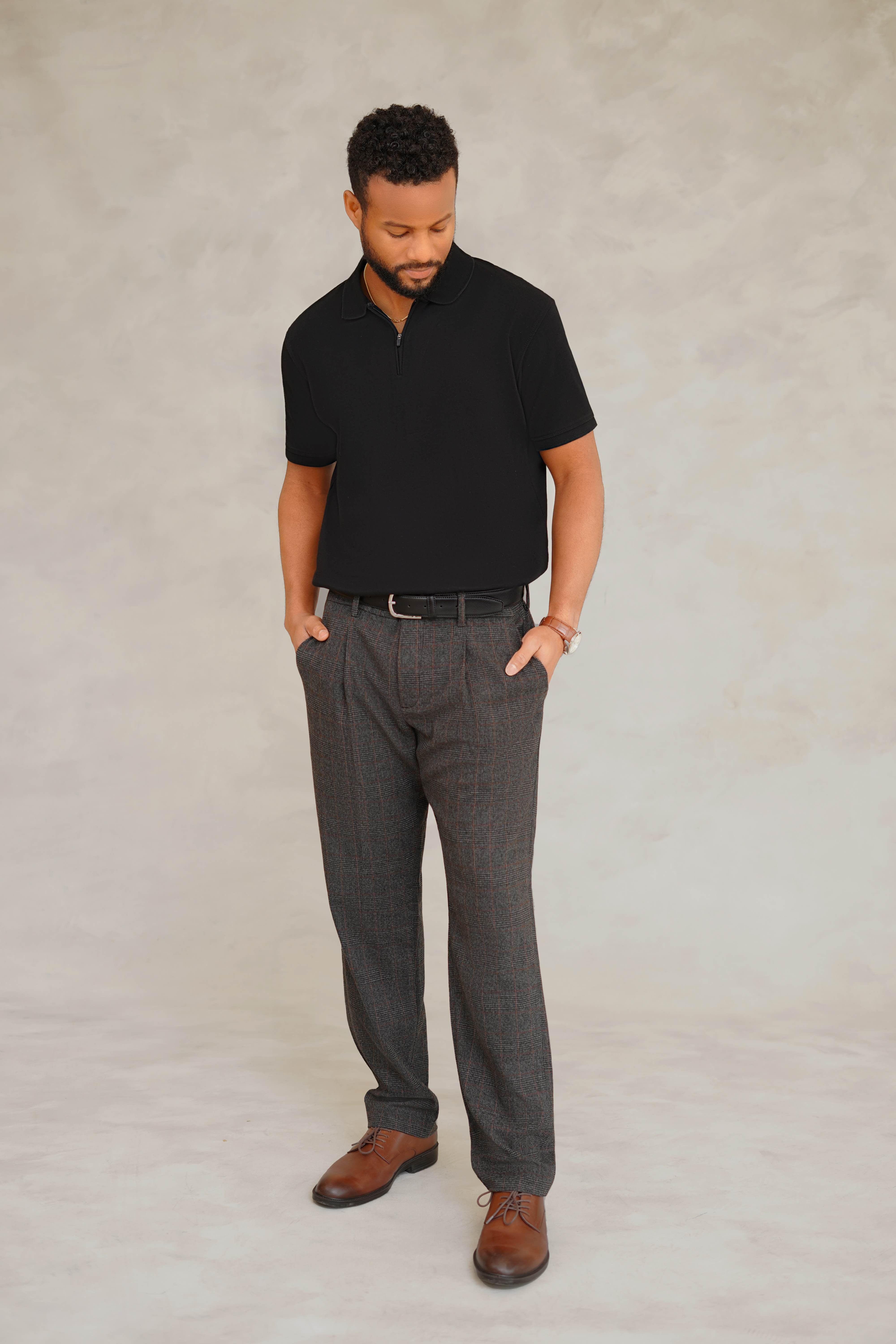 Windowpane Straight fit pants