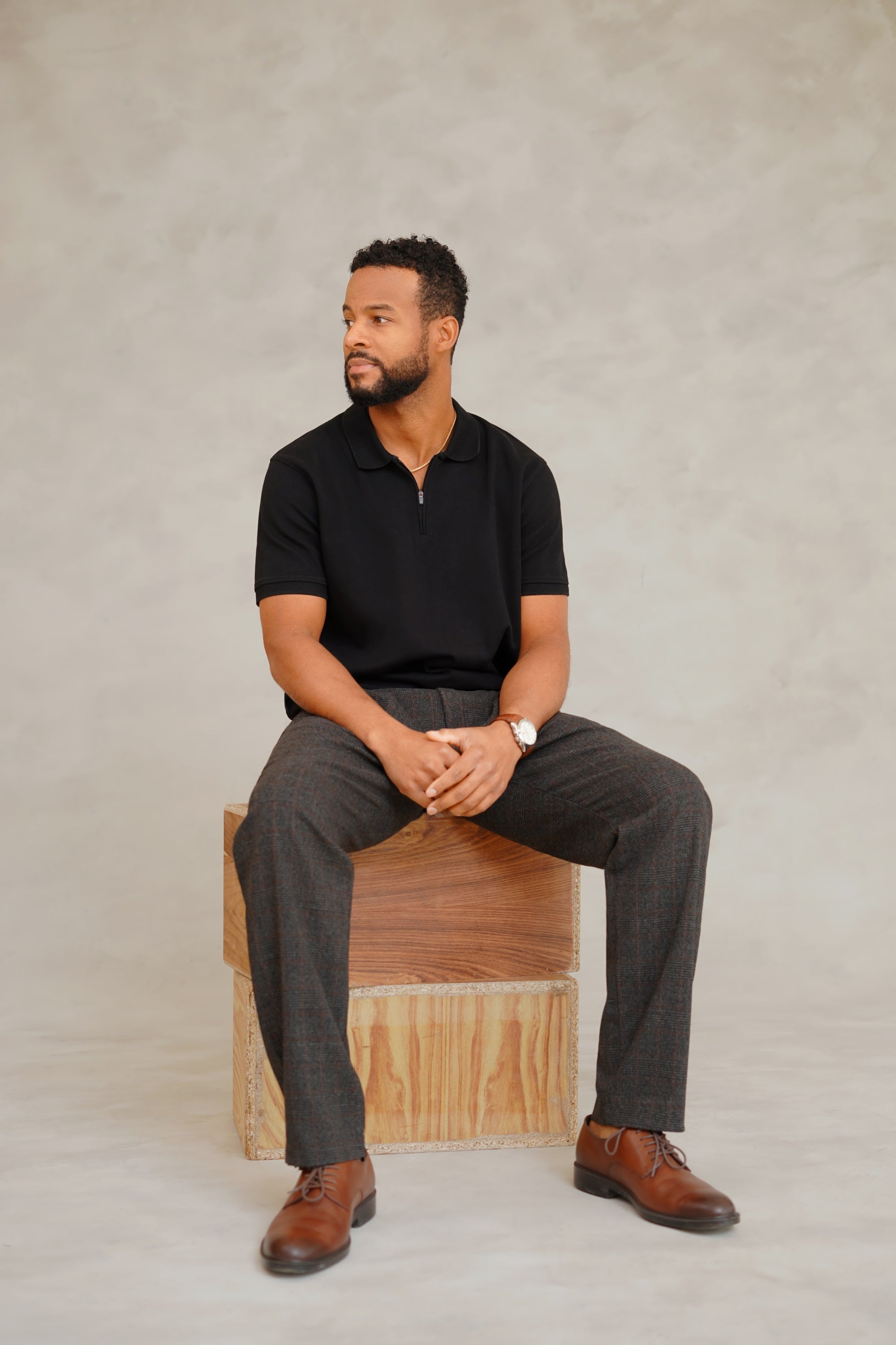 Windowpane Straight fit pants
