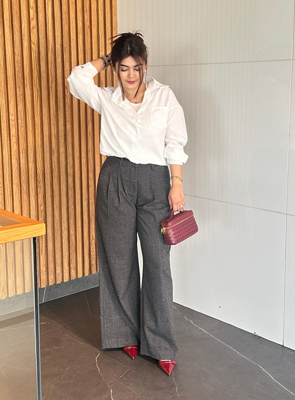 Windowpane Pleated Wide Leg Pants extra image