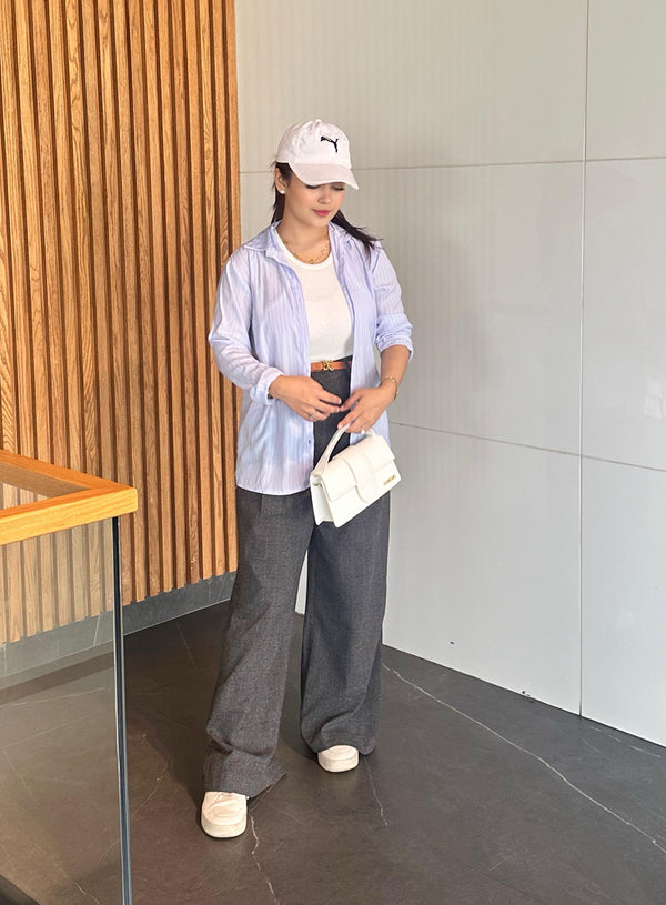 Windowpane Pleated Wide Leg Pants extra image