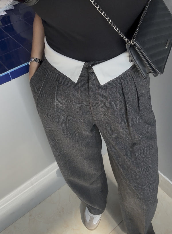 Windowpane Turn Over Waist Pants extra image