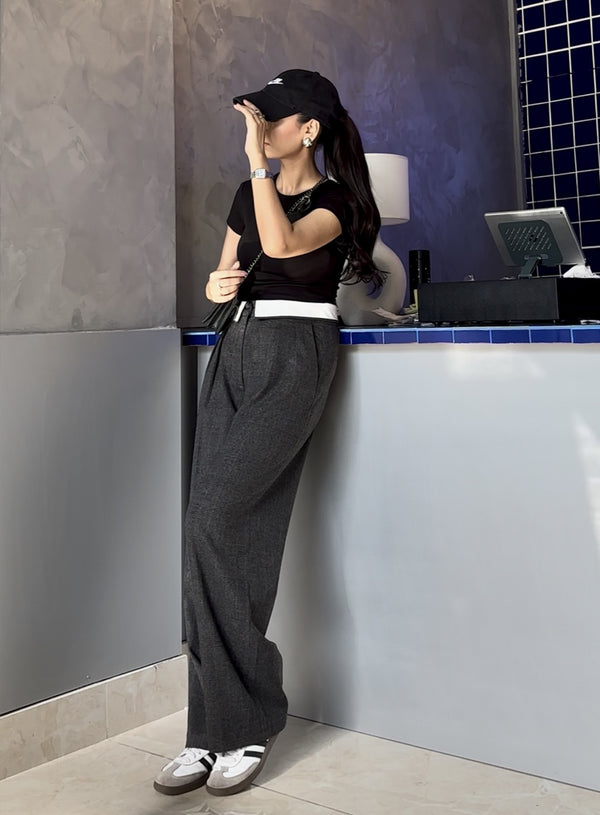 Windowpane Turn Over Waist Pants extra image