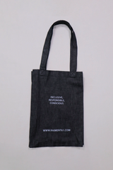 Black Denim Tote Bag - Small Logo