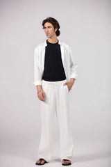 Linen Wide Leg Pants - Elasticated