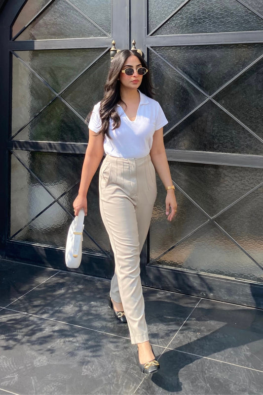 High Waisted Beltless Pants