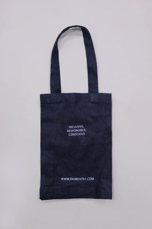Navy Denim Tote Bag - Full Logo